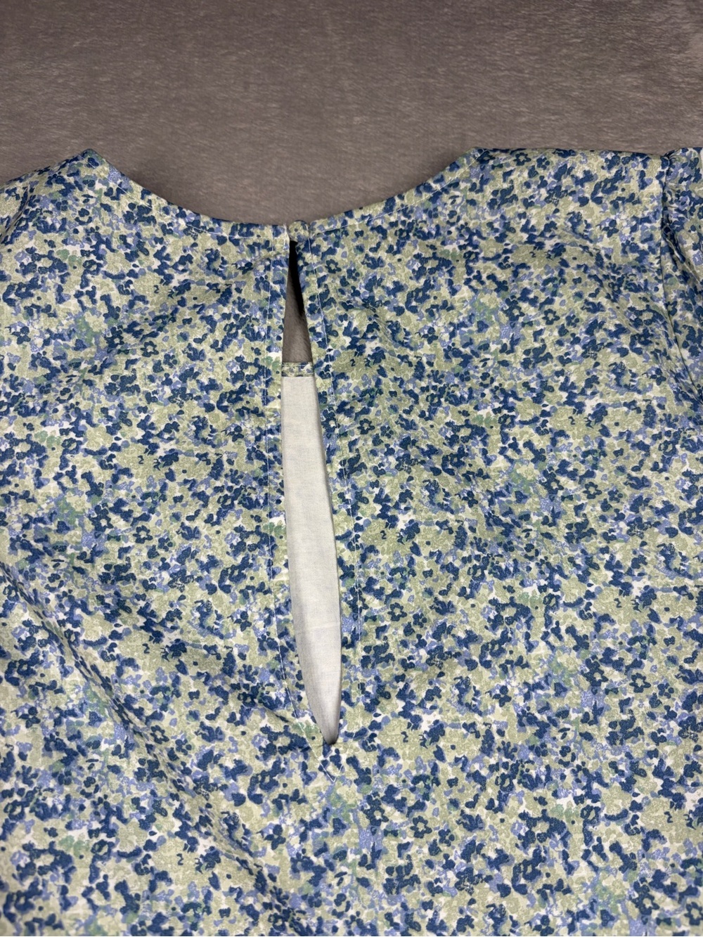 Abercrombie & Fitch Floral Short Puff Sleeve Green Blue White Mini Dress Small - Picture 13 of 16